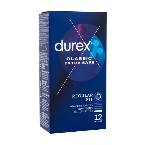 Durex Classic Extra Safe silnější kondomy se silikonovým lubrikačním gelem pro muže kondom 12 ks