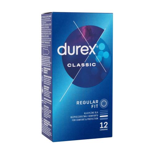 Durex Classic latexové kondomy se silikonovým lubrikačním gelem pro muže kondom 12 ks