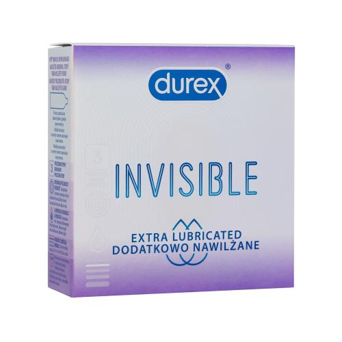 Durex Invisible Extra Lubricated extra tenké kondomy se silikonovým lubrikačním gelem pro muže kondom 3 ks