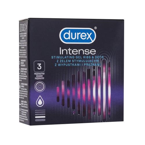 Durex Intense vroubkované kondomy se stimulujícími výstupky a gelem desirex pro muže kondom 3 ks