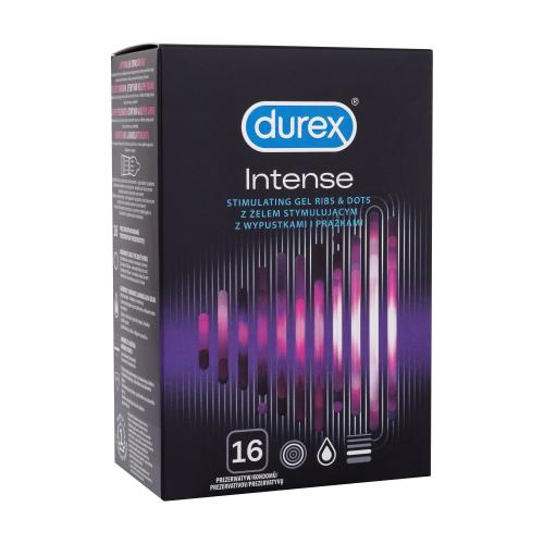 Durex Intense vroubkované kondomy se stimulujícími výstupky a gelem desirex pro muže kondom 16 ks