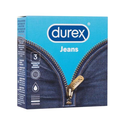 Durex Jeans latexové kondomy se silikonovým lubrikačním gelem pro muže kondom 3 ks