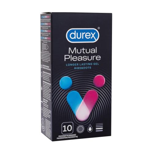 Durex Mutual Pleasure vroubkované kondomy s výstupky a lubrikantem performa pro muže kondom 10 ks