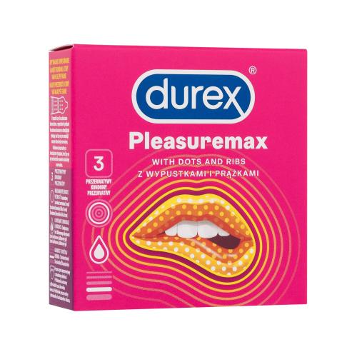 Durex Pleasuremax vroubkované kondomy s výstupky a silikonovým lubrikačním gelem pro muže kondom 3 ks