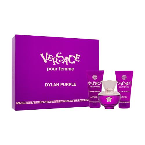 Versace Pour Femme Dylan Purple dárková kazeta pro ženy parfémovaná voda 50 ml + sprchový gel 50 ml + tělové mléko 50 ml