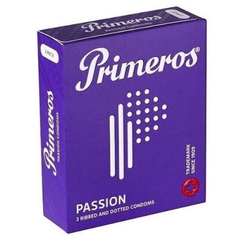 Primeros Passion vroubkované kondomy s vůní kokosu pro muže kondom 3 ks
