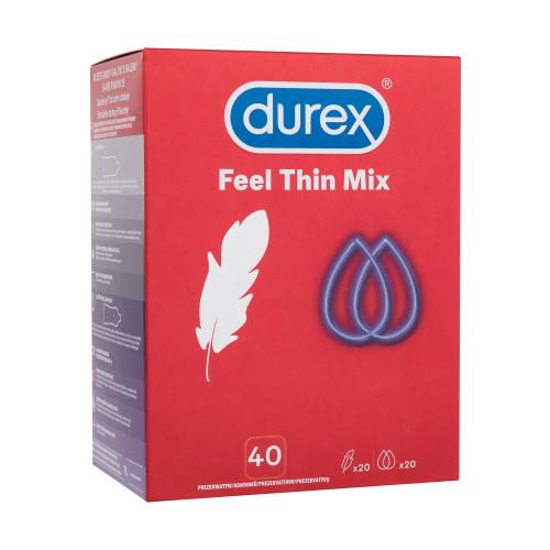 Durex Feel Thin Mix kondomy pro muže kondom Feel Thin Ultra 20 ks + kondom Feel Thin Extra Lubricated 20 ks