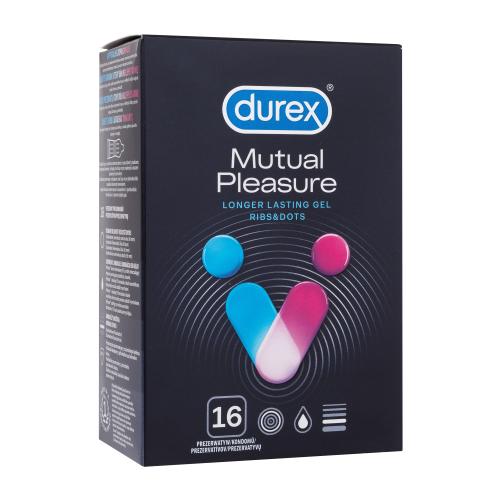 Durex Mutual Pleasure vroubkované kondomy s výstupky a lubrikantem performa pro oddálení ejakulace pro muže kondom 16 ks