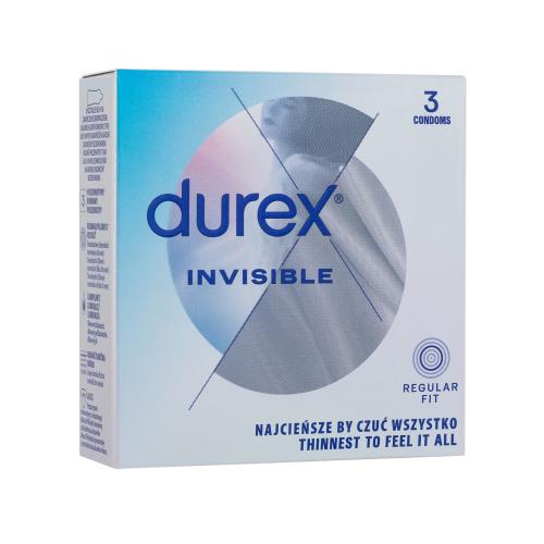 Durex Invisible extra tenké kondomy se silikonovým lubrikačním gelem pro muže kondom 3 ks