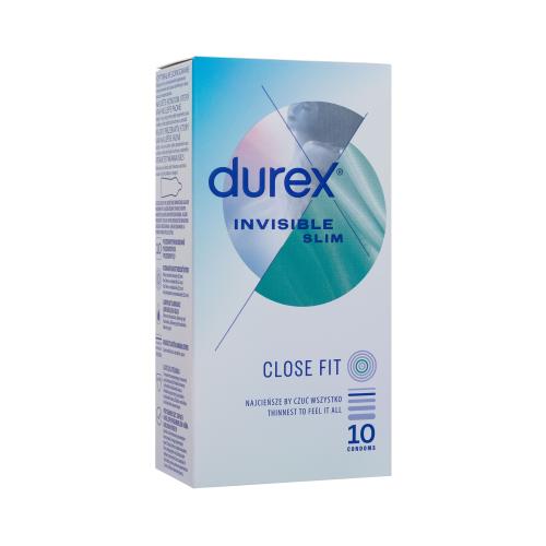 Durex Invisible Slim tenké a užší kondomy se silikonovým lubrikačním gelem pro muže kondom 10 ks
