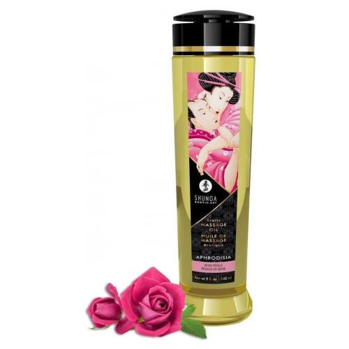 Shunga Erotic Massage Oil Aphrodisia Rose Petals 240 ml erotický masážní olej s vůní růže unisex
