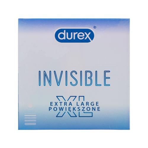 Durex Invisible XL extra tenké a velké kondomy se silikonovým lubrikačním gelem pro muže kondom 3 ks