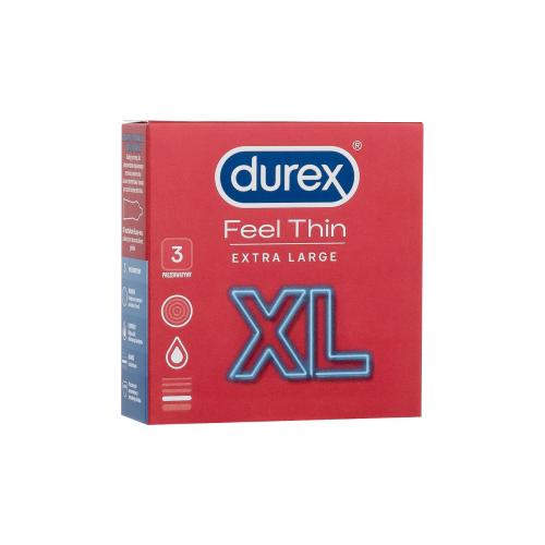 Durex Feel Thin XL tenké a extra velké kondomy se silikonovým lubrikačním gelem pro muže kondom 3 ks