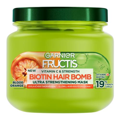 Garnier Fructis Vitamin & Strength Biotin Hair Bomb 320 ml posilující maska pro slabé vlasy náchylné k vypadávání pro ženy