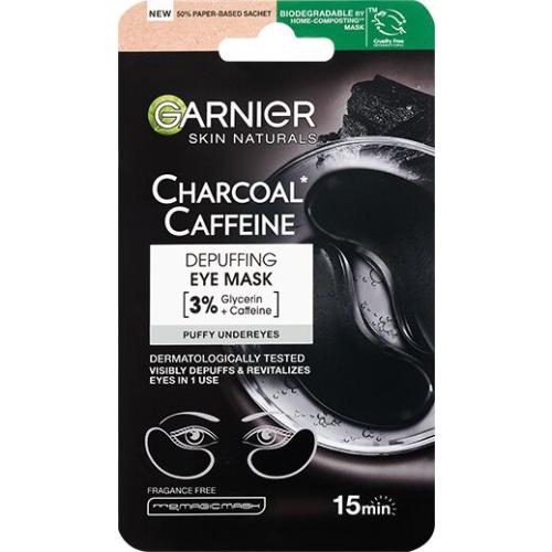 Garnier Skin Naturals Charcoal Caffeine Depuffing Eye Mask 5 g osvěžující maska na oční okolí s aktivním uhlím a kofeinem pro ženy