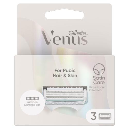 Gillette Venus Satin Care For Pubic Hair & Skin náhradní břit pro ženy náhradní břity 3 ks