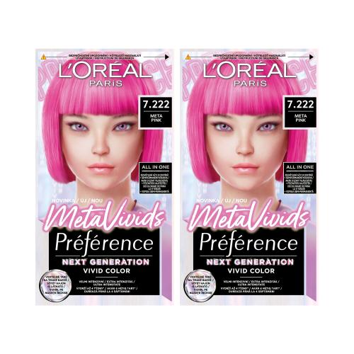 L'Oréal Paris Préférence Meta Vivids set pro ženy 2x barva na vlasy 75 ml Odstín 7.222 Meta Pink