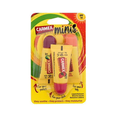 Carmex Minis balzám na rty pro ženy balzám na rty Cherry 5 g + balzám na rty Strawberry 5 g + balzám na rty Pineapple 5 g