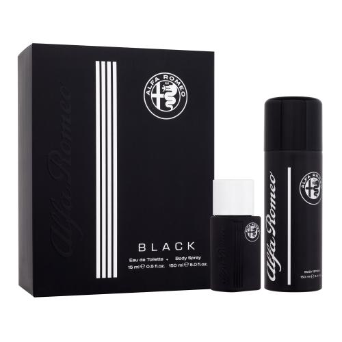 Alfa Romeo Black dárková kazeta pro muže toaletní voda 15 ml + tělový sprej 150 ml