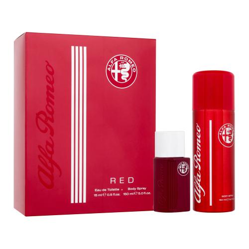 Alfa Romeo Red dárková kazeta pro muže toaletní voda 15 ml + tělový sprej 150 ml