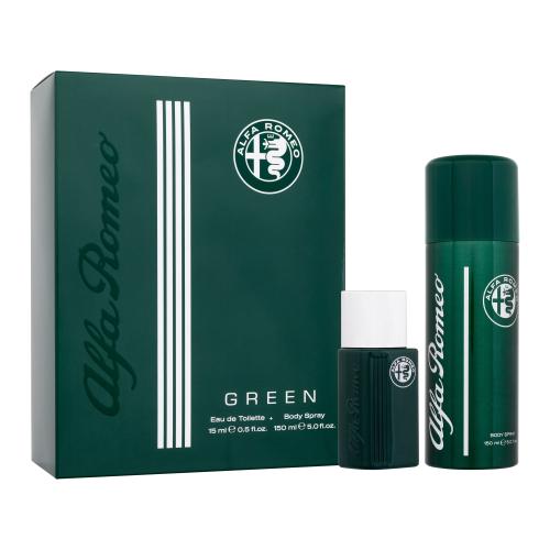 Alfa Romeo Green dárková kazeta pro muže toaletní voda 15 ml + tělový sprej 150 ml
