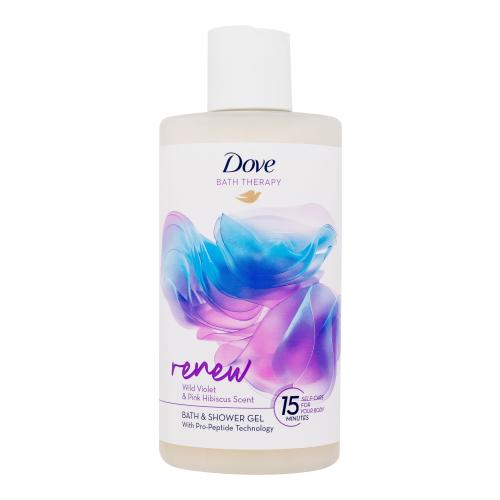 Dove Bath Therapy Renew Bath & Shower Gel 400 ml sprchový gel a pěna do koupele s vůní fialky a růžového ibišku pro ženy