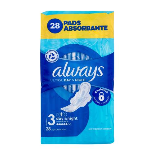 Always Ultra Day & Night hygienické vložky s křidélky a jemnou vůní vhodné na den i noc pro ženy hygienická vložka s křidélky 28 ks
