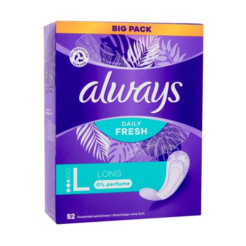 Always Daily Fresh Long intimky bez parfemace pro ženy slipová vložka 52 ks