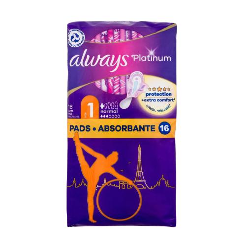 Always Platinum Normal hygienické vložky s křidélky a jemnou vůní pro ženy hygienická vložka s křidélky 16 ks