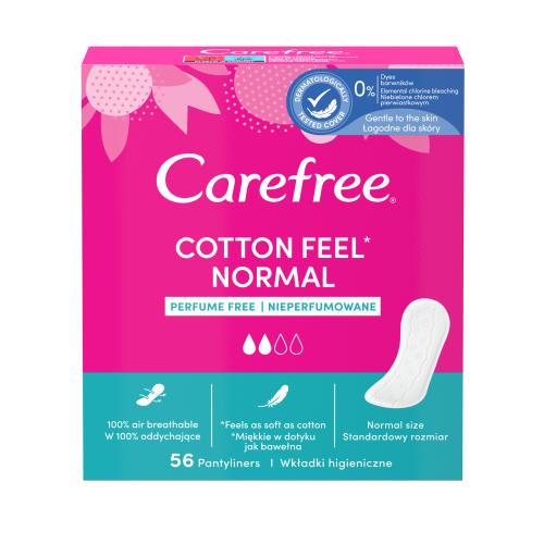 Carefree Cotton Feel Normal intimky bez parfemace pro ženy slipová vložka 56 ks