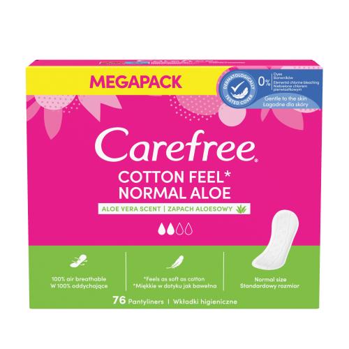 Carefree Cotton Feel Normal Aloe Vera intimky s vůní aloe vera pro ženy slipová vložka 76 ks