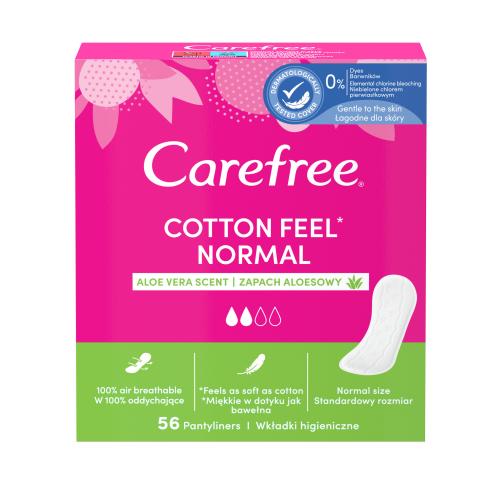 Carefree Cotton Feel Normal Aloe Vera intimky s vůní aloe vera pro ženy slipová vložka 56 ks