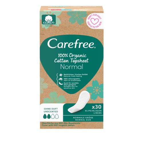 Carefree Organic Cotton Normal intimky se svrchní vrstvou z organické bavlny pro ženy slipová vložka 30 ks