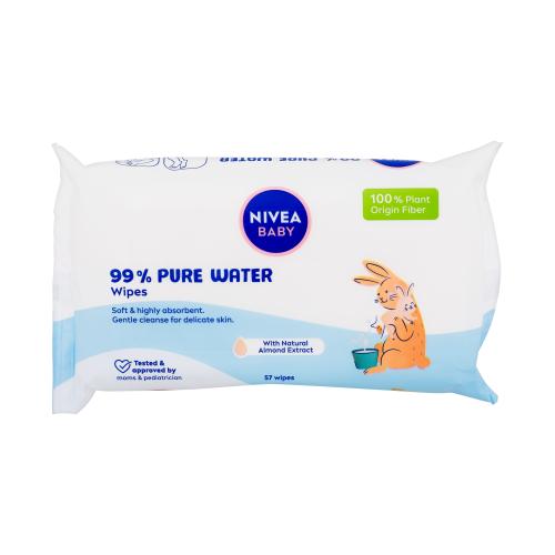 Nivea Baby 99% Pure Water Wipes 57 ks čisticí vlhčené ubrousky s vysokým obsahem vody pro děti