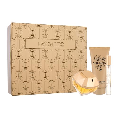 Paco Rabanne Lady Million dárková kazeta pro ženy parfémovaná voda 80 ml + tělové mléko 100 ml + parfémovaná voda 10 ml + plechová dóza