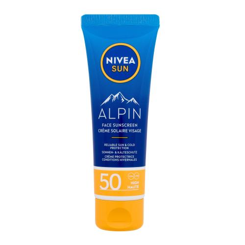 Nivea Sun Alpin Face Sunscreen SPF50 50 ml pleťový krém pro ochranu před uv zářením a chladem unisex