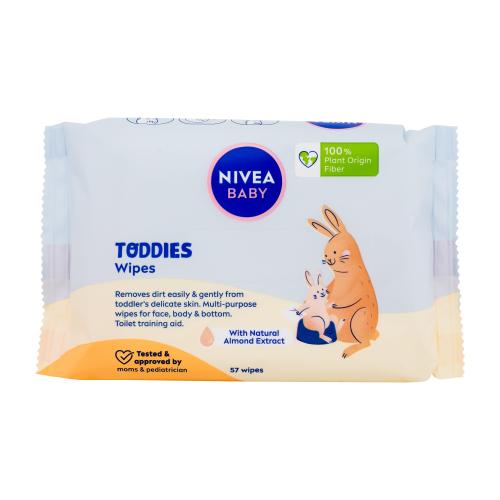 Nivea Baby Toddies 57 ks čisticí vlhčené ubrousky s pečujícím mandlovým extraktem pro děti