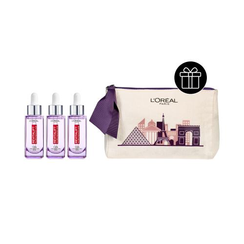 L'Oréal Paris Revitalift Filler HA 1,5% set pro ženy 3x pleťové sérum 30 ml + kosmetická taštička 1 ks