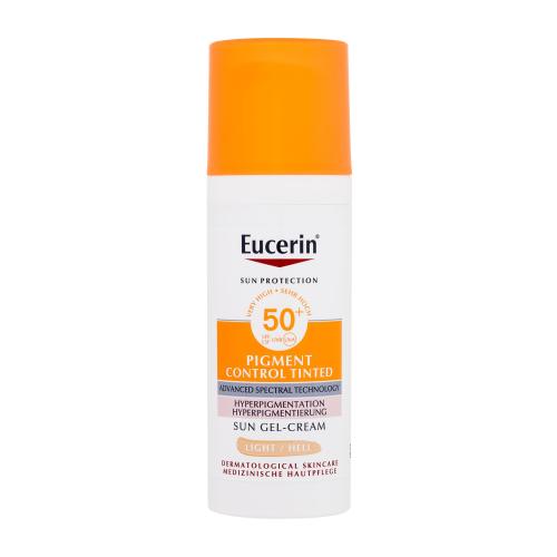 Eucerin Sun Protection Pigment Control Tinted Gel-Cream SPF50+ 50 ml opalovací a tónující gelový krém proti pigmentovým skvrnám pro ženy Light