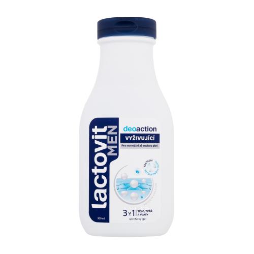 Lactovit Men Deoaction 300 ml vyživující sprchový gel 3v1 s deodoračním účinkem pro muže