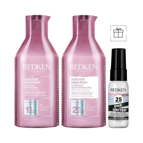 Redken Volume Injection set pro ženy šampon 300 ml + kondicionér 300 ml + pro lesk vlasů 30 ml