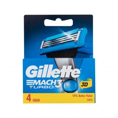 Gillette Mach3 Turbo 3D náhradní břit pro muže náhradní břity 4 ks