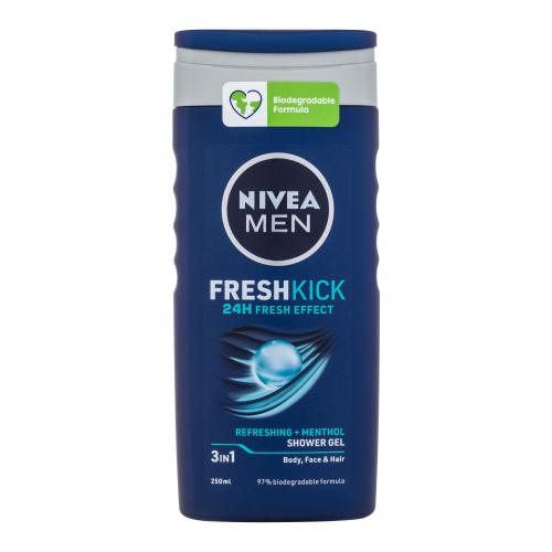 Nivea Men Fresh Kick Shower Gel 3in1 250 ml osvěžující sprchový gel pro muže
