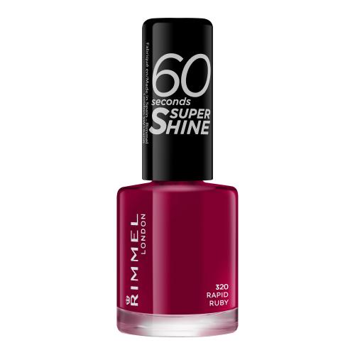 Rimmel London 60 Seconds Super Shine 8 ml rychleschnoucí lak na nehty pro ženy 320 Rapid Ruby