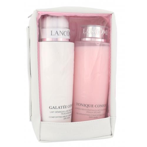 Lancôme Galatée Confort dárková kazeta pro ženy čisticí mléko Galatee Confort 400 ml + čisticí voda Tonique Confort 400 ml + kosmetická taštička