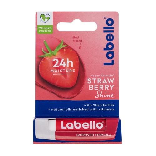 Labello Strawberry Shine 24h Moisture Lip Balm 4,8 g balzám na rty s jemným zbarvením pro ženy