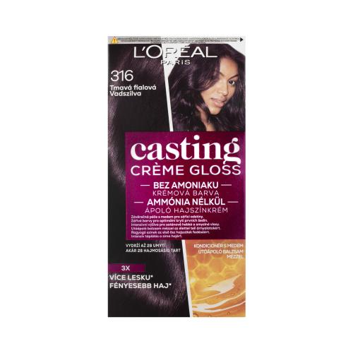 L'Oréal Paris Casting Creme Gloss semipermanentní barva na vlasy 316 tmavá fialová, 48+72+60ml