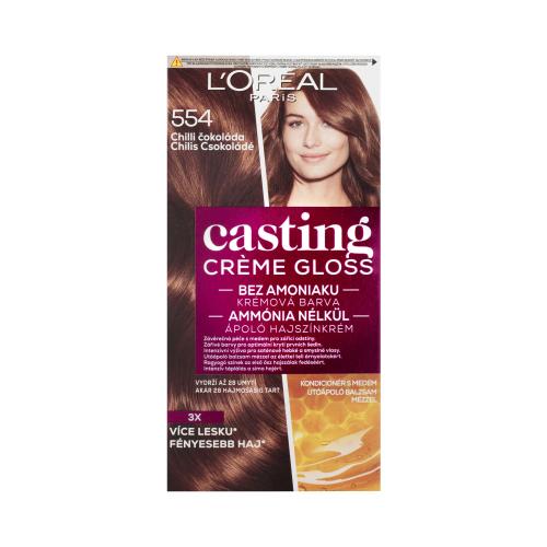 L'Oréal Paris Casting Creme Gloss 48 ml barva na vlasy pro ženy 554 Chilli Chocolate