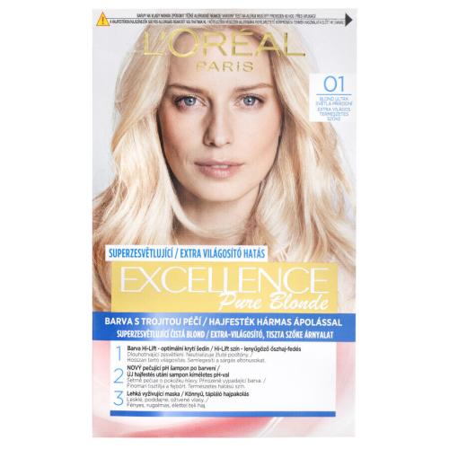 L'Oréal Paris Excellence Créme permanentní barva na vlasy 01 - blond ultra světlá přírodní, 72+48+12+60 ml