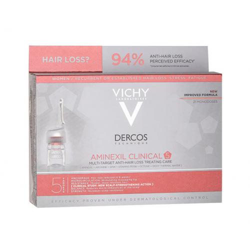 Fotografie Vichy Dercos Aminexil Clinical 5 21x6 ml vlasová kúra proti padání vlasů pro ženy Vichy